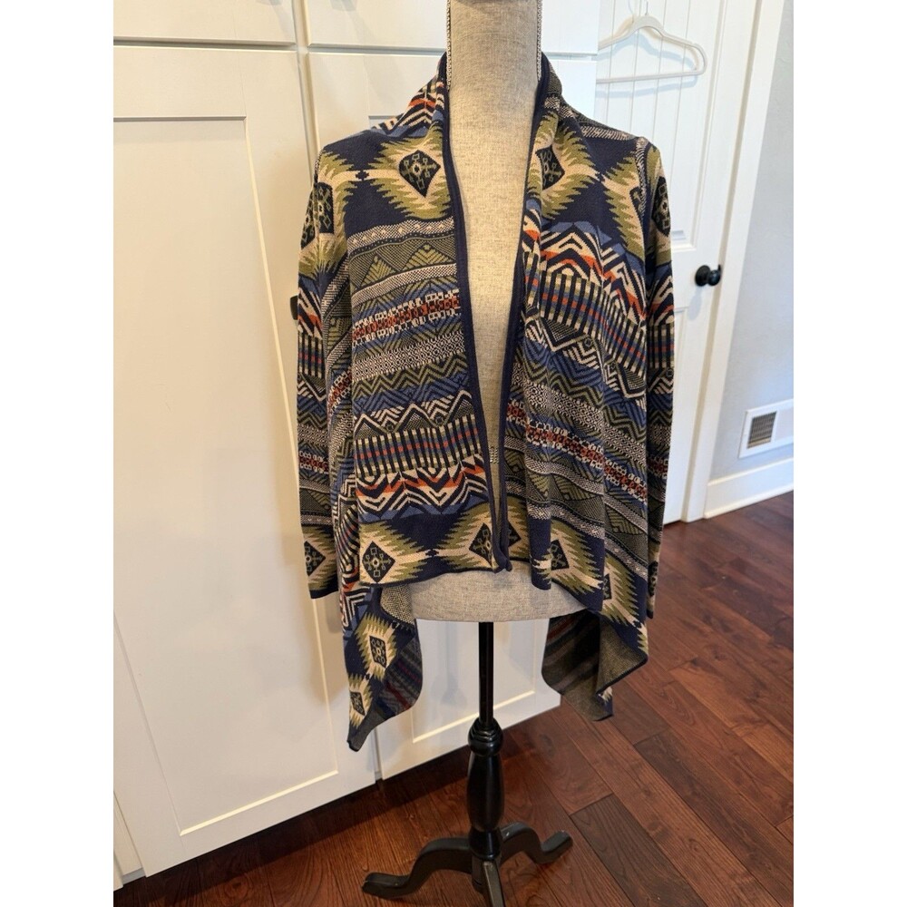 Ruff Hewn Southwest Aztec Open Front Cardigan Sweater Cozy Cabincore MED
